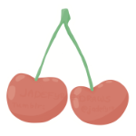 An illustration of a pair of cherries